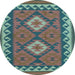 Round Oriental Light Blue Traditional Rug, con1646lblu