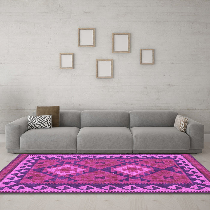 Machine Washable Oriental Purple Traditional Area Rugs in a Living Room, wshcon1646pur