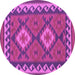 Round Oriental Purple Traditional Rug, con1646pur