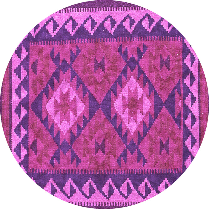 Round Machine Washable Oriental Purple Traditional Area Rugs, wshcon1646pur