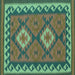 Square Oriental Turquoise Traditional Rug, con1646turq