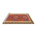 Serging Thickness of Machine Washable Contemporary Red Rug, wshcon1647