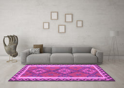 Machine Washable Oriental Purple Traditional Area Rugs in a Living Room, wshcon1647pur