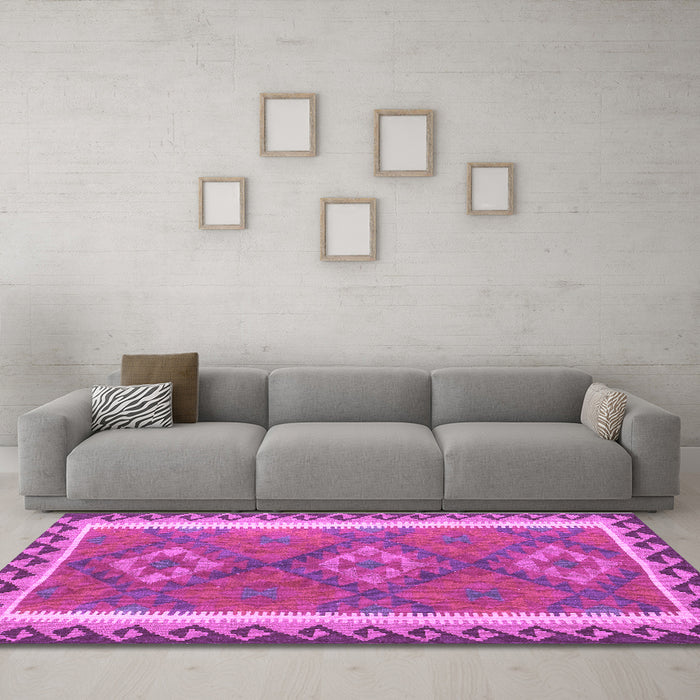 Machine Washable Oriental Purple Traditional Area Rugs in a Living Room, wshcon1647pur
