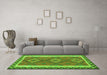 Machine Washable Oriental Green Traditional Area Rugs in a Living Room,, wshcon1647grn