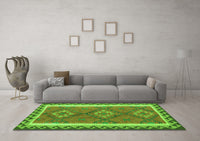 Machine Washable Oriental Green Traditional Rug, wshcon1647grn