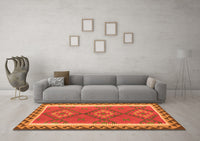 Machine Washable Oriental Orange Traditional Rug, wshcon1647org