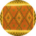 Round Oriental Yellow Traditional Rug, con1647yw