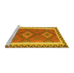 Sideview of Machine Washable Oriental Yellow Traditional Rug, wshcon1647yw