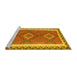 Sideview of Machine Washable Oriental Yellow Traditional Rug, wshcon1647yw