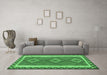 Machine Washable Oriental Emerald Green Traditional Area Rugs in a Living Room,, wshcon1647emgrn