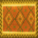 Square Machine Washable Oriental Yellow Traditional Rug, wshcon1647yw