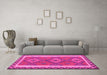 Machine Washable Oriental Pink Traditional Rug in a Living Room, wshcon1647pnk