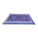 Sideview of Machine Washable Oriental Blue Traditional Rug, wshcon1647blu