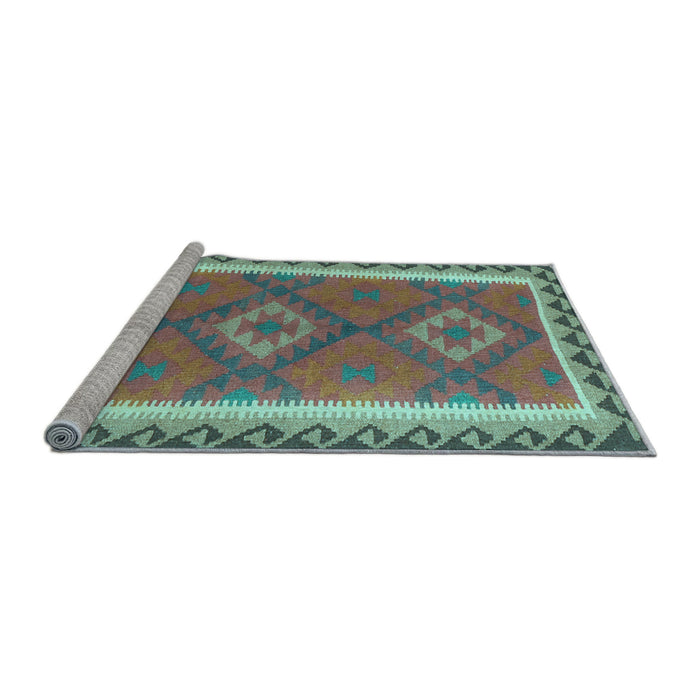 Sideview of Machine Washable Oriental Light Blue Traditional Rug, wshcon1647lblu