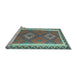 Sideview of Machine Washable Oriental Light Blue Traditional Rug, wshcon1647lblu