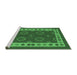 Sideview of Machine Washable Southwestern Emerald Green Country Area Rugs, wshcon1648emgrn