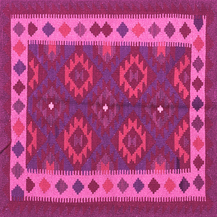 Square Machine Washable Southwestern Pink Country Rug, wshcon1648pnk