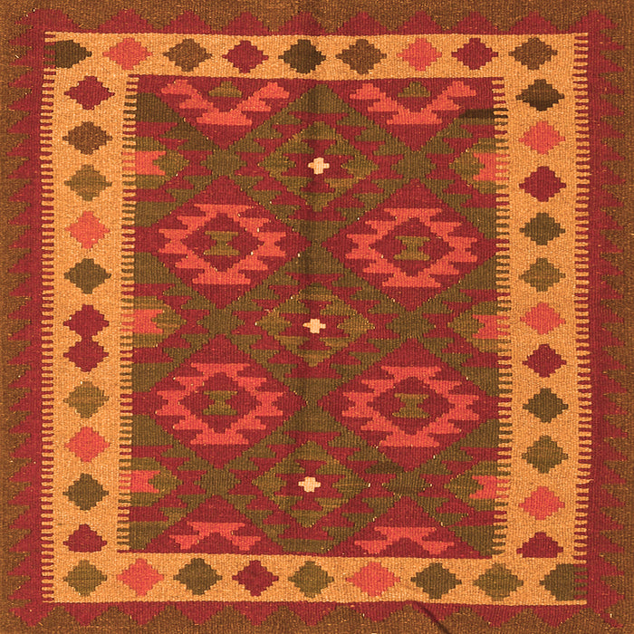 Round Machine Washable Southwestern Orange Country Area Rugs, wshcon1648org
