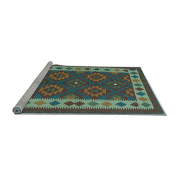 Sideview of Machine Washable Southwestern Light Blue Country Rug, wshcon1648lblu