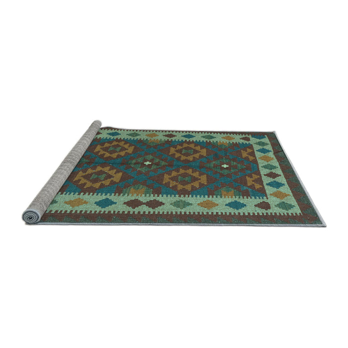 Sideview of Machine Washable Southwestern Light Blue Country Rug, wshcon1648lblu