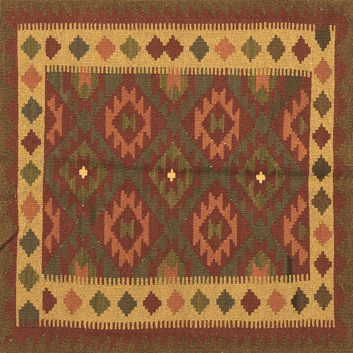 Square Southwestern Brown Country Rug, con1648brn