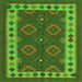 Round Machine Washable Southwestern Green Country Area Rugs, wshcon1648grn