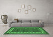 Machine Washable Southwestern Emerald Green Country Area Rugs in a Living Room,, wshcon1648emgrn