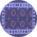 Round Southwestern Blue Country Rug, con1648blu