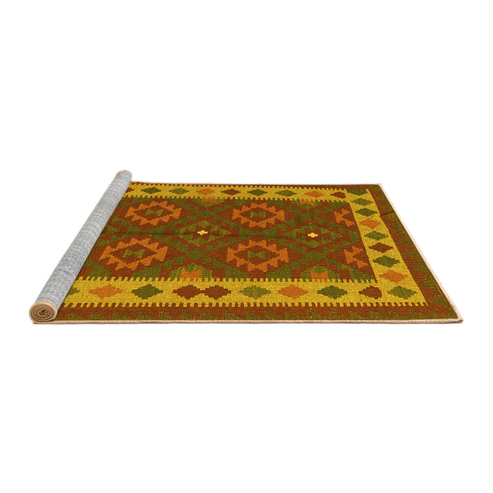 Sideview of Machine Washable Southwestern Yellow Country Rug, wshcon1648yw