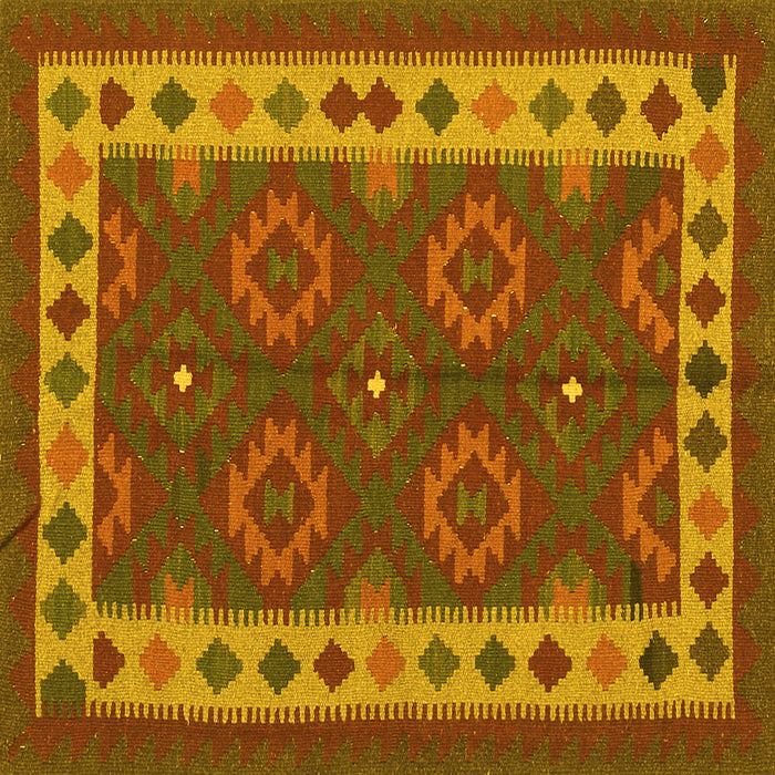 Square Machine Washable Southwestern Yellow Country Rug, wshcon1648yw