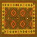 Square Machine Washable Southwestern Yellow Country Rug, wshcon1648yw