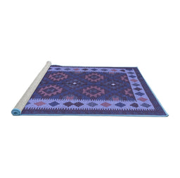 Sideview of Machine Washable Southwestern Blue Country Rug, wshcon1648blu
