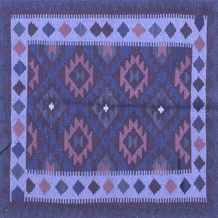 Square Machine Washable Southwestern Blue Country Rug, wshcon1648blu