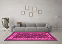 Machine Washable Southwestern Pink Country Rug, wshcon1648pnk