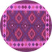 Round Machine Washable Southwestern Purple Country Area Rugs, wshcon1648pur