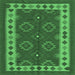 Square Machine Washable Southwestern Emerald Green Country Area Rugs, wshcon1648emgrn