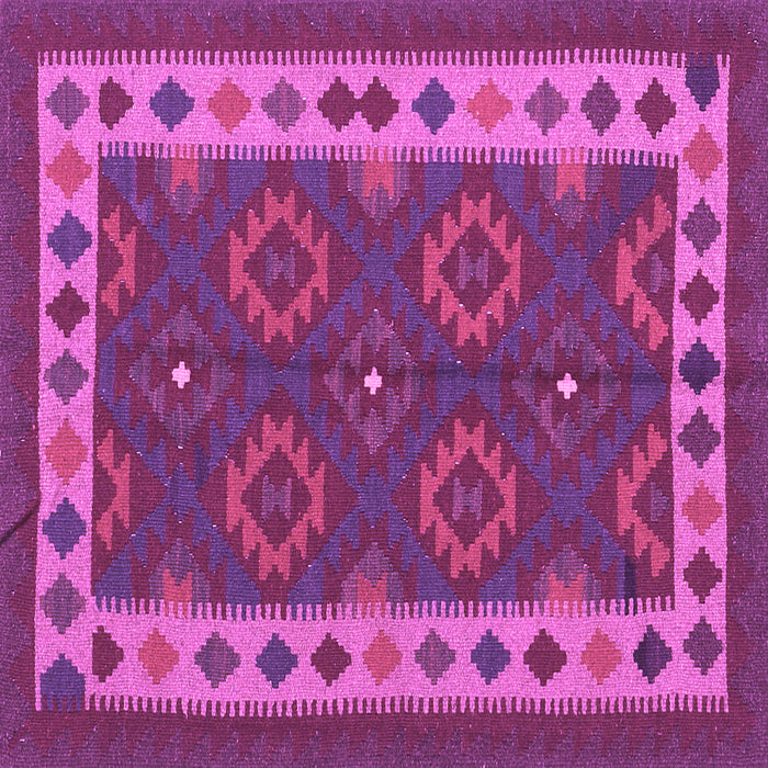 Square Machine Washable Southwestern Purple Country Area Rugs, wshcon1648pur