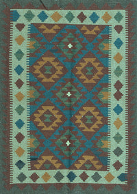 Southwestern Light Blue Country Rug, con1648lblu