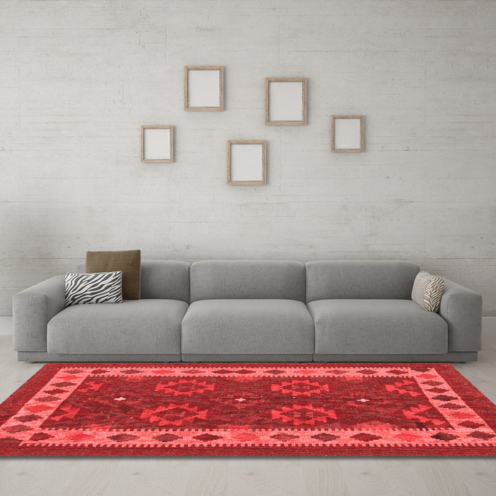 Country Red Washable Rugs