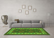 Machine Washable Southwestern Green Country Area Rugs in a Living Room,, wshcon1648grn