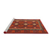 Serging Thickness of Machine Washable Contemporary Sienna Brown Rug, wshcon1649