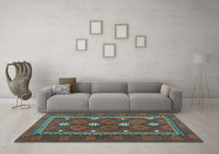 Machine Washable Oriental Light Blue Traditional Rug, wshcon1649lblu