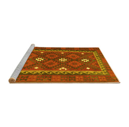 Sideview of Machine Washable Oriental Yellow Traditional Rug, wshcon1649yw