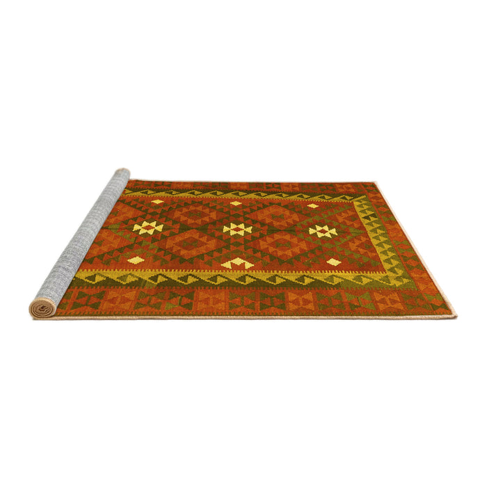 Sideview of Machine Washable Oriental Yellow Traditional Rug, wshcon1649yw