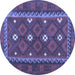 Round Oriental Blue Traditional Rug, con1649blu