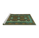 Sideview of Machine Washable Oriental Turquoise Traditional Area Rugs, wshcon1649turq