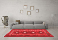 Machine Washable Oriental Red Traditional Rug, wshcon1649red