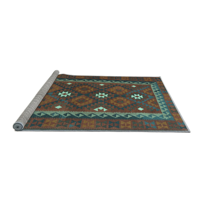 Sideview of Machine Washable Oriental Light Blue Traditional Rug, wshcon1649lblu