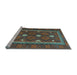 Sideview of Machine Washable Oriental Light Blue Traditional Rug, wshcon1649lblu